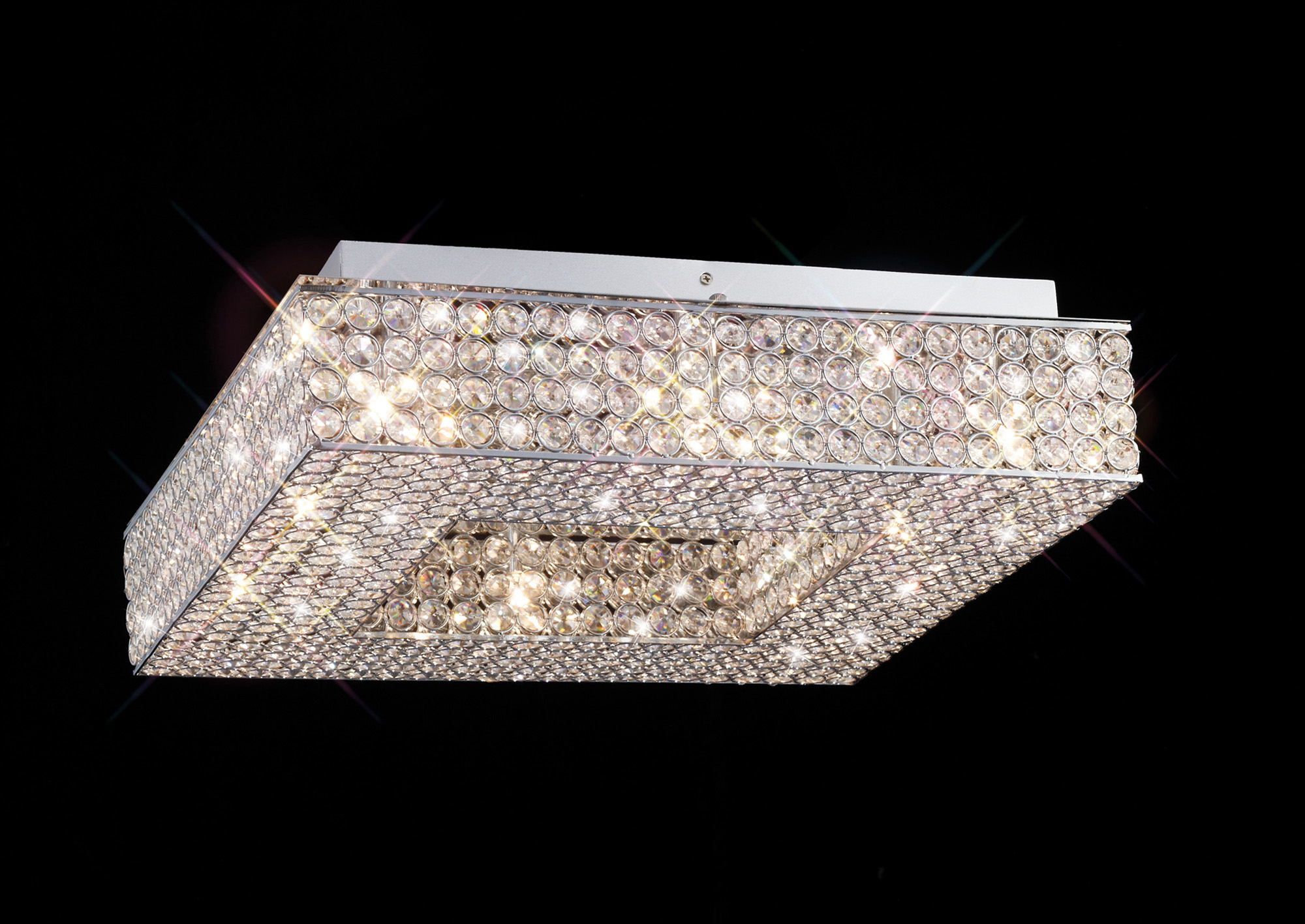 Piazza Crystal Ceiling Lights Diyas Ringed & Square Crystal Fittings